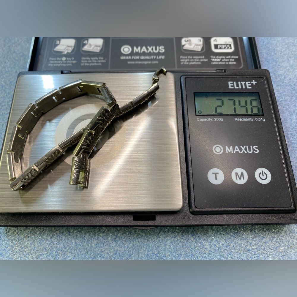 925 silver solid textured block link bracelet - Picture 6 of 10